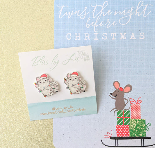 TANGLED XMAS LIGHT CAT STUDS