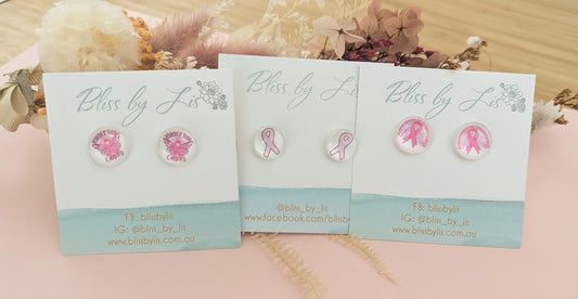 PINK RIBBON STUDS