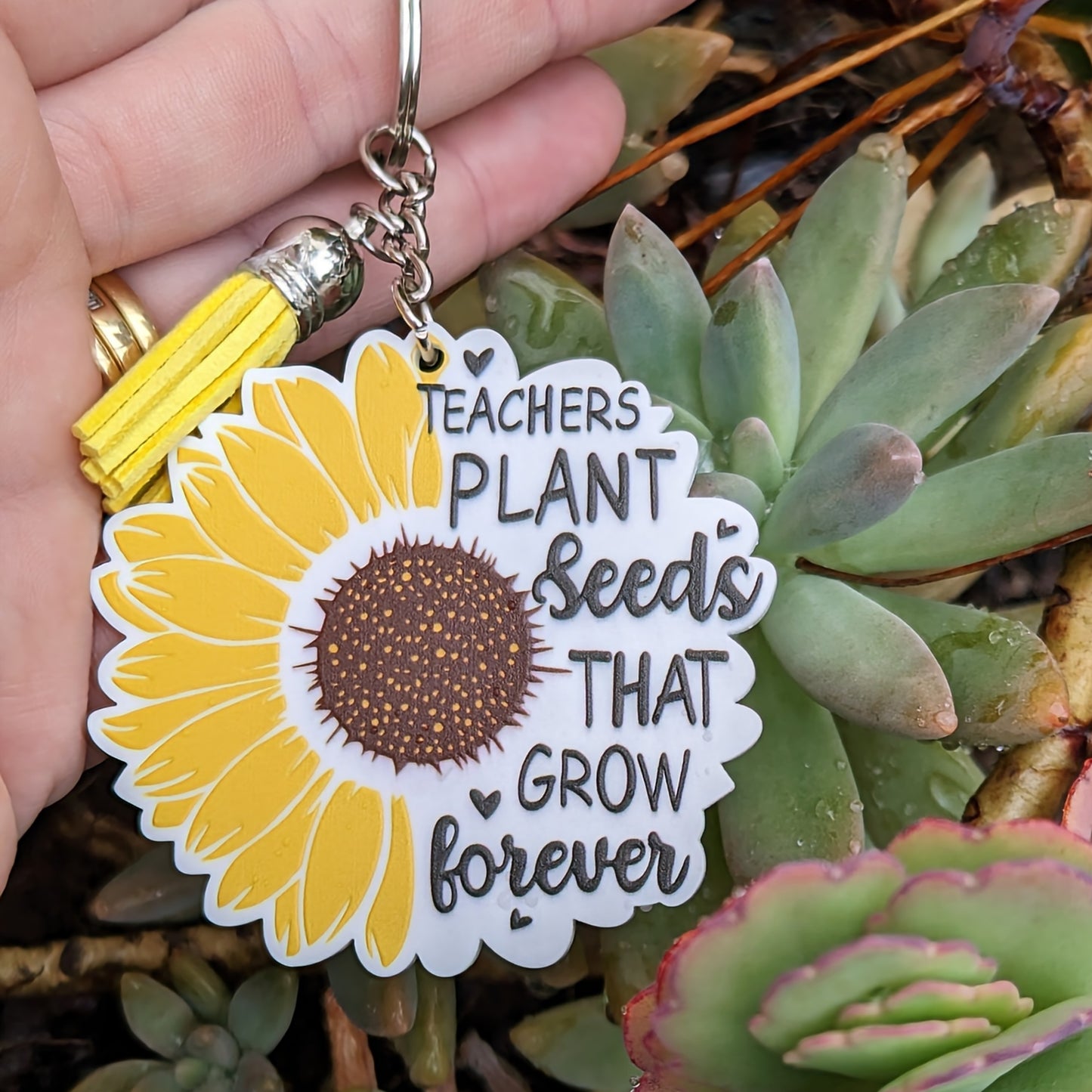 SUNFLOWER TEACHER KEYRING